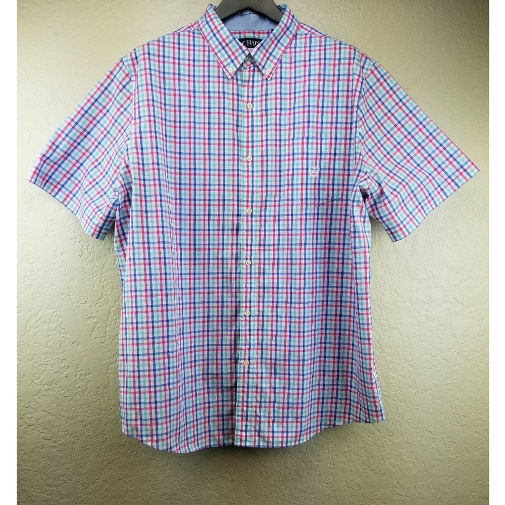 Mens Chaps Short Sleeve Checkered Shirt Size XXL